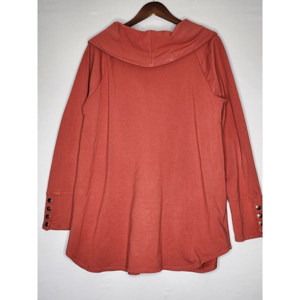 Soft Surroundings Top Large Salmon Cowl Neck Long Sleeve Oversized